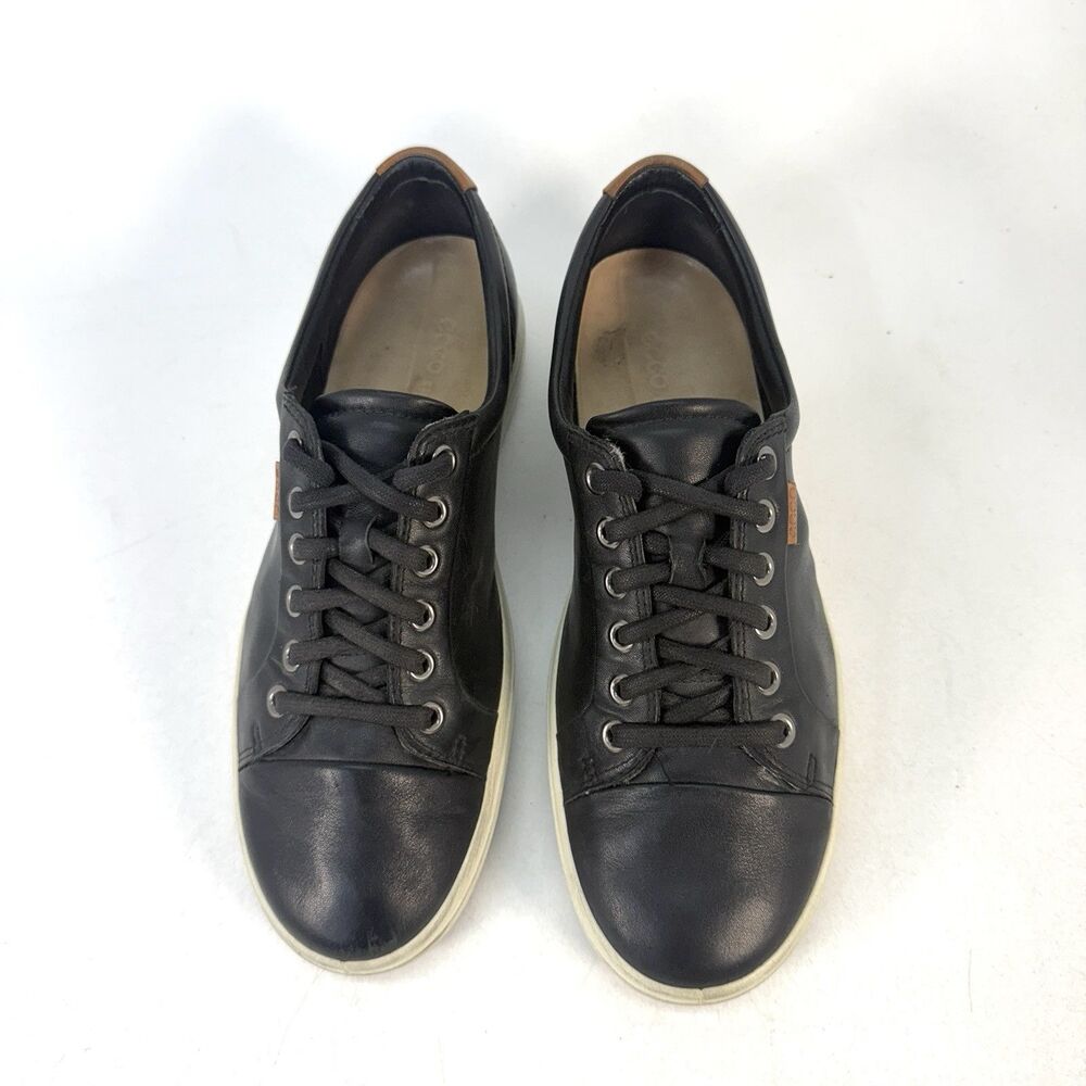 ECCO Soft 7 Womens Size 8 Shoes Black Leather Low Top Lace Up Casual Sneakers - Picture 4 of 11